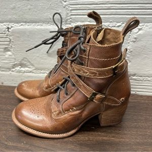 Bed Stu Allie Brown Heeled Lace Up Boots Size 8